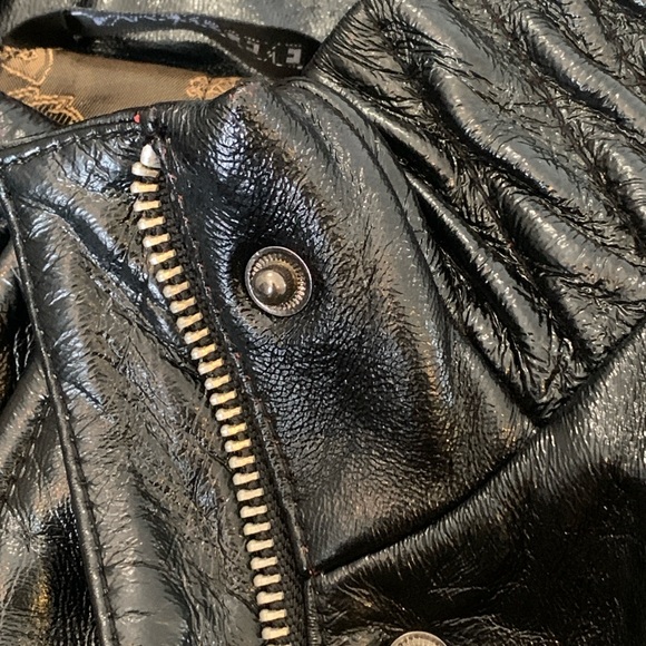 Vintage Liquid Leather Jacket Rock Industrial Goth Witchy 90’s Women’s Small - Picture 2 of 14